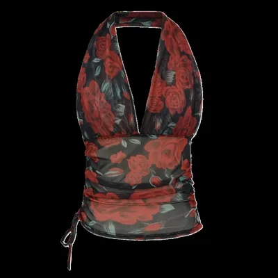 Hollowed-out backless halter top